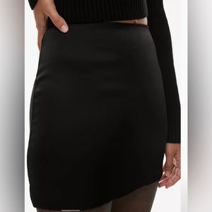 Sunday Best Black Satin Mini Skirt